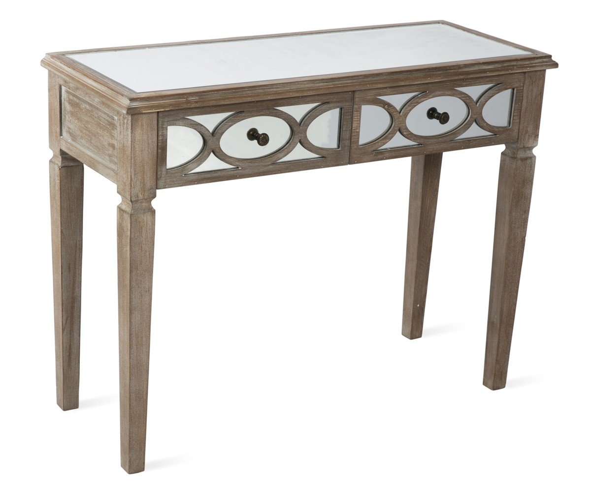 2 Drawer Wood Mirrored Console Table-abc