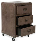 New York Three Drawer Bedside Unit Faux Crocodile Leather-abc