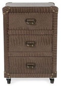 New York Three Drawer Bedside Unit Faux Crocodile Leather-abc