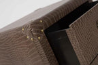 New York Three Drawer Bedside Unit Faux Crocodile Leather-abc