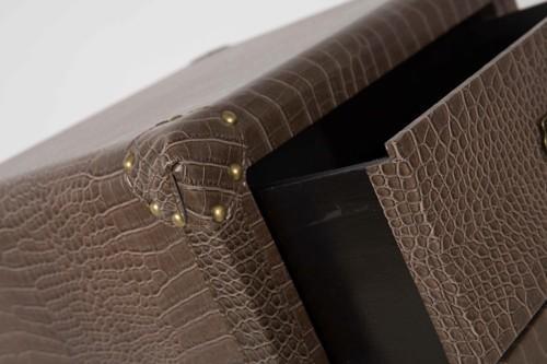 New York Three Drawer Bedside Unit Faux Crocodile Leather-abc