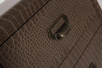 New York Three Drawer Bedside Unit Faux Crocodile Leather-abc