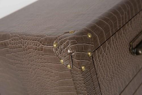 New York Three Drawer Bedside Unit Faux Crocodile Leather-abc