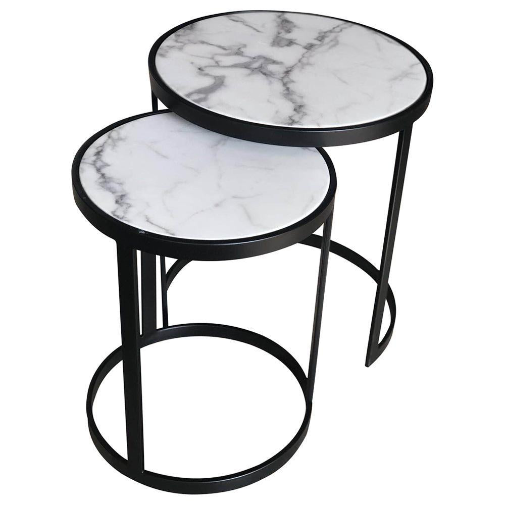 Glory Side Table Set White Marble-abc