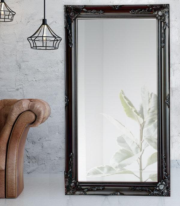 Felicity Ornate Mirror Black 178cm-abc