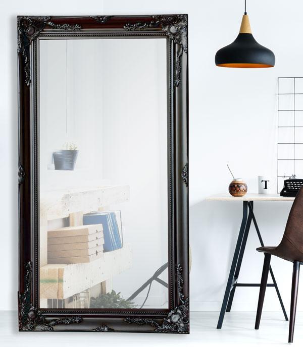 Felicity Ornate Mirror Black 190cm-abc