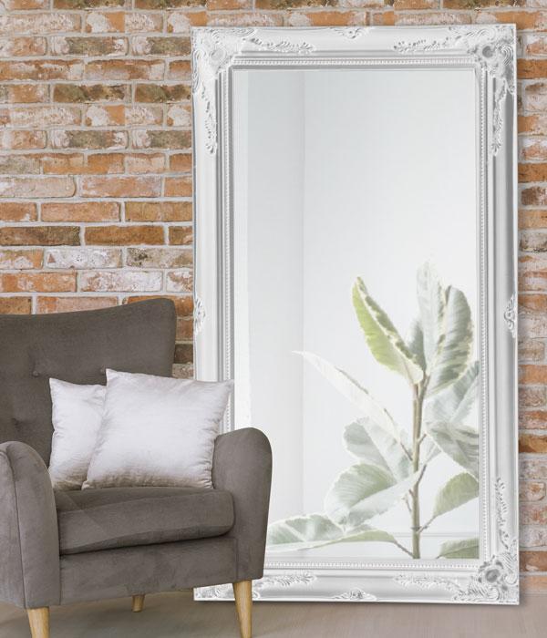 Felicity Ornate Mirror Brushed White 190cm-abc