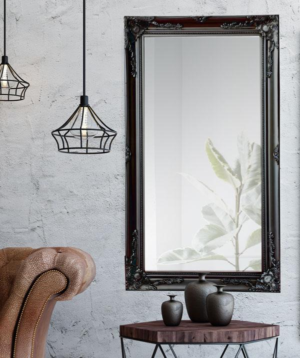 Felicity Ornate Mirror Gloss Black 138cm-abc