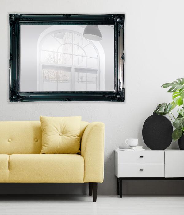 Felicity Ornate Mirror Gloss Black 90cm-abc