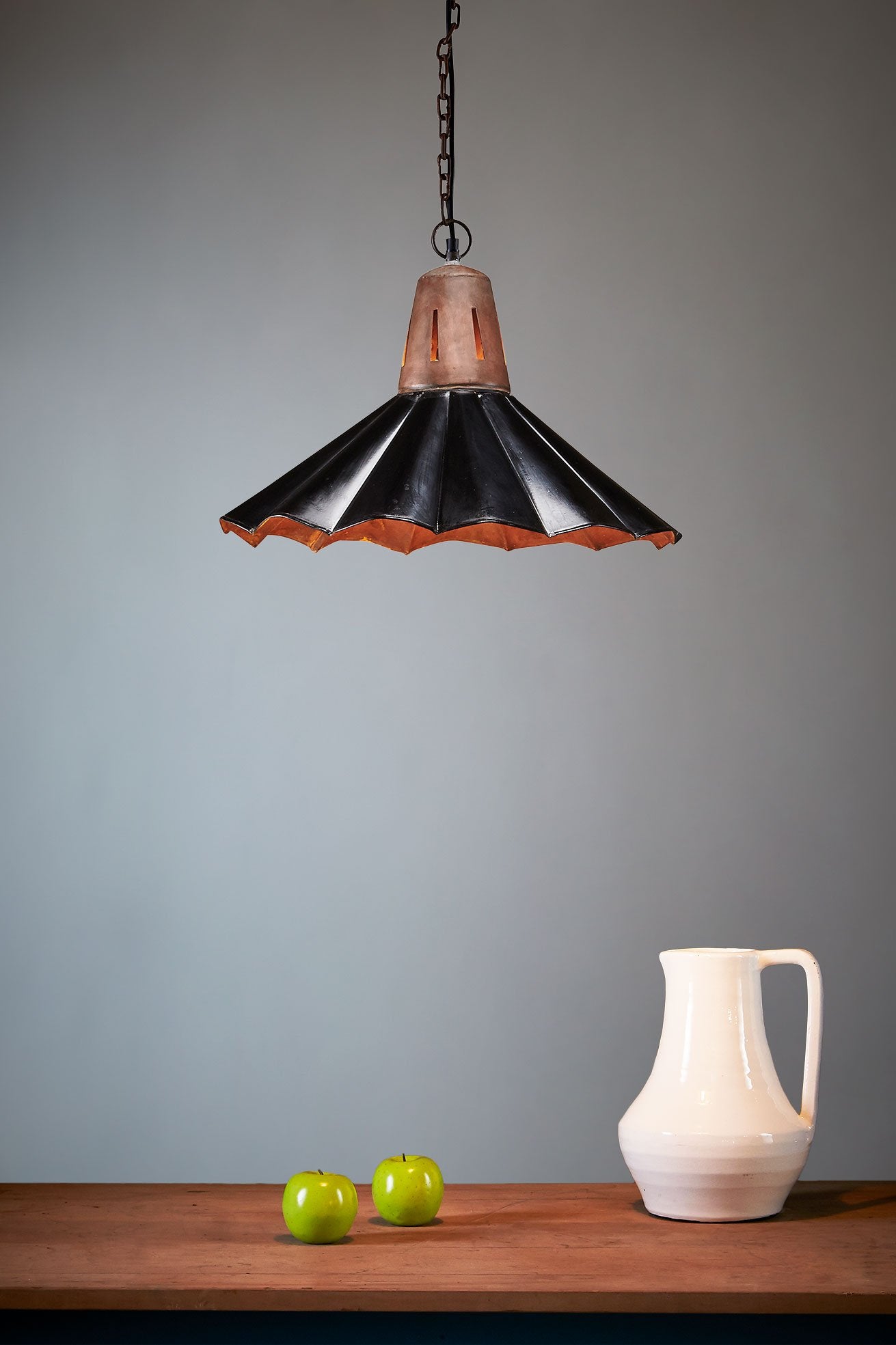 Francis - Old Black - Fluted Iron Pendant Light-abc