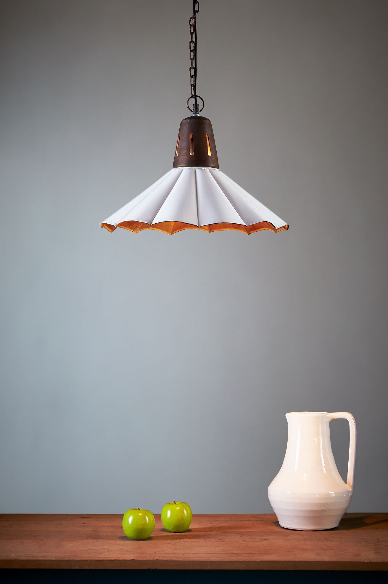 Francis - Old White - Fluted Iron Pendant Light-abc