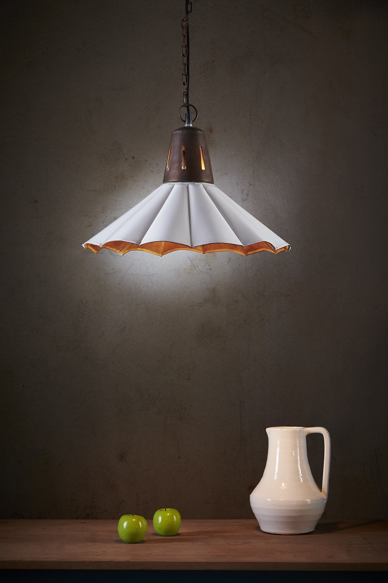 Francis - Old White - Fluted Iron Pendant Light-abc