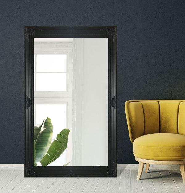 Freda Ornate Mirror Black 180cm-abc