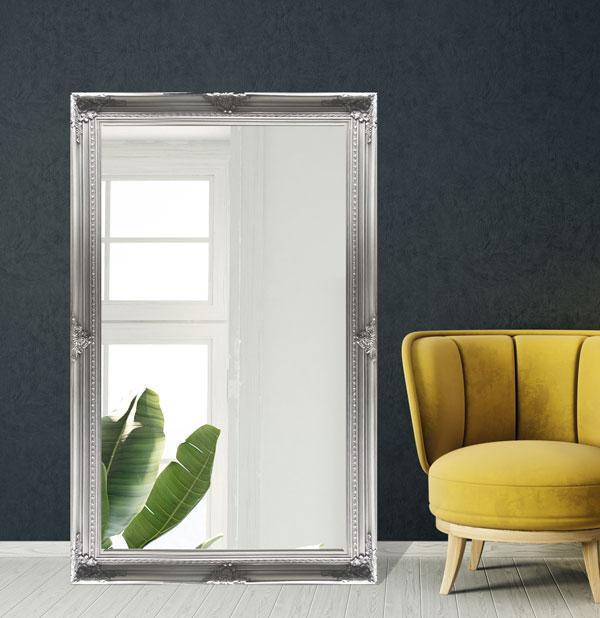 Freda Ornate Mirror Silver 180cm-abc