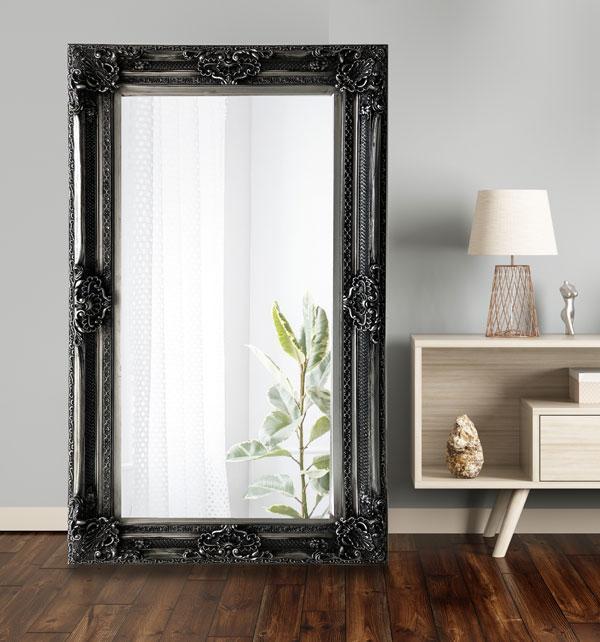Gabriel Ornate Mirror Antique Silver 180cm-abc