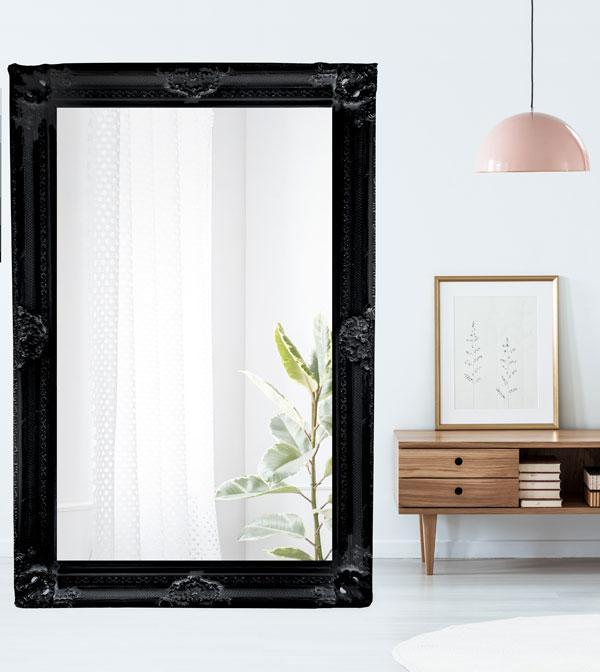 Gabriel Ornate Mirror Black 220cm-abc