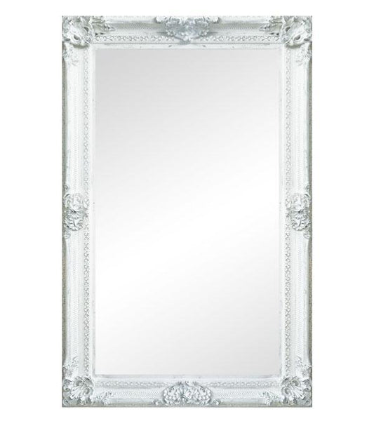 Gabriel Ornate Mirror Brushed White 180cm-abc