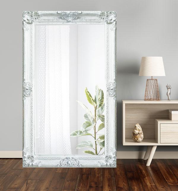 Gabriel Ornate Mirror Brushed White 180cm-abc