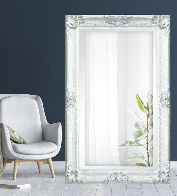 Gabriel Ornate Mirror Brushed White 200cm-abc