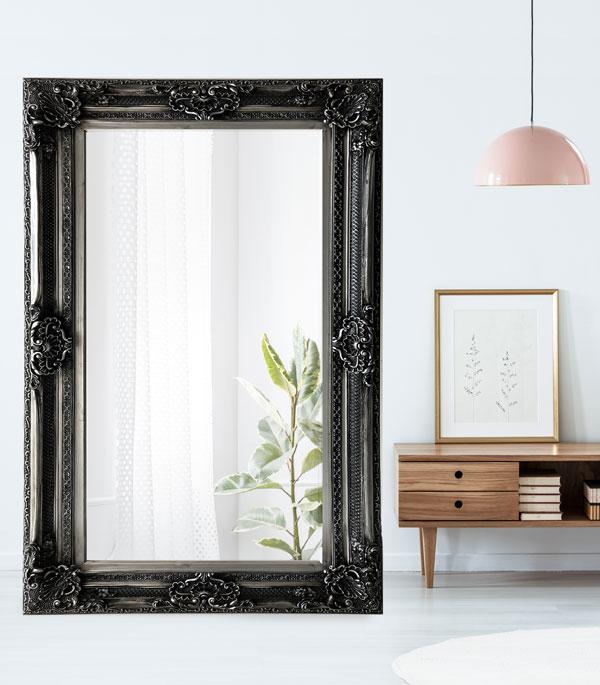 Gabriel Ornate Mirror Antique Silver 220cm-abc