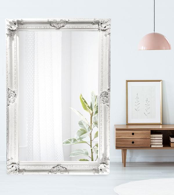 Gabriel Ornate Mirror Brushed White 220cm-abc