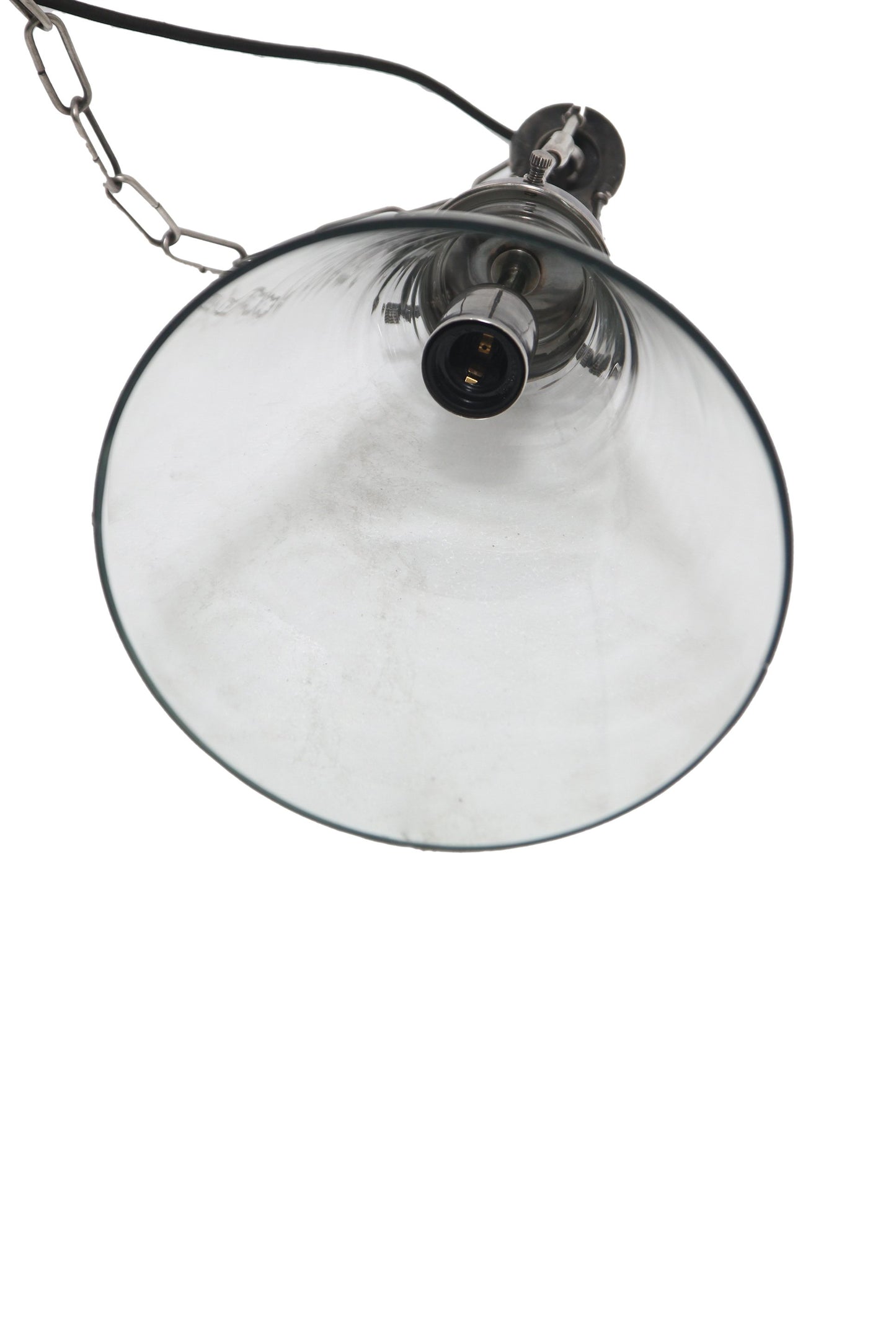 Galveston Small - Antique Silver/Clear - Hand Blown Glass Adjustable Cone Pendant Light-abc
