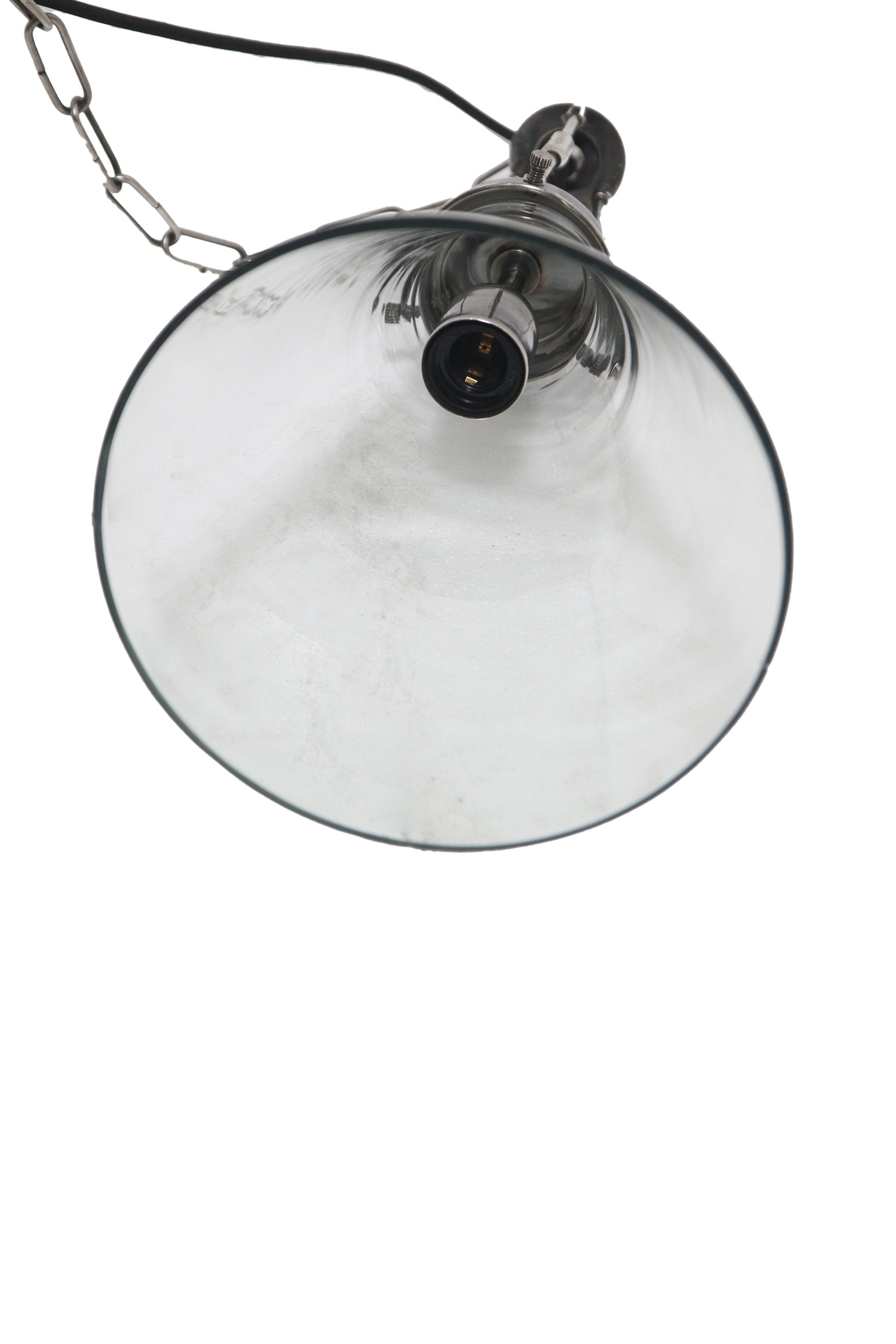 Galveston Small - Antique Silver/Clear - Hand Blown Glass Adjustable Cone Pendant Light-abc