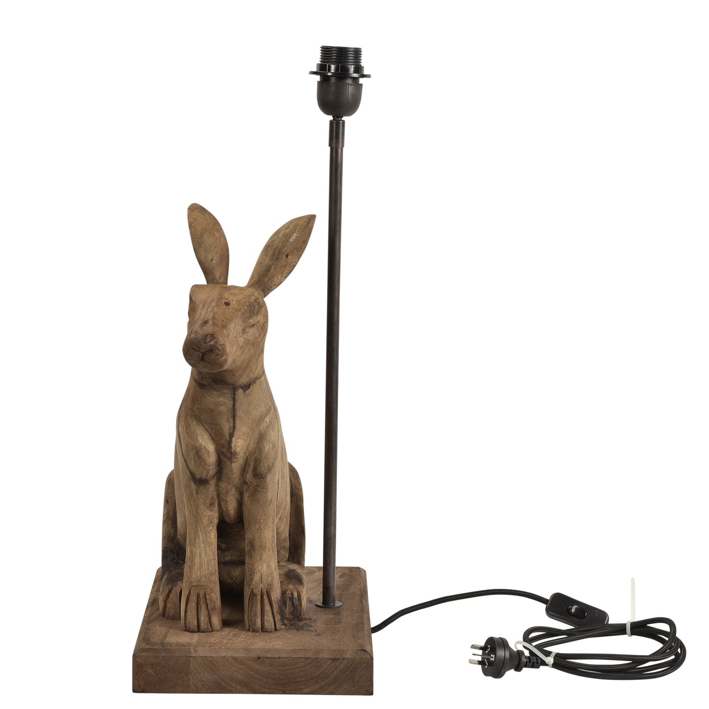 Garfunkel - Dark Natural - Large Wooden Rabbit Table Lamp-abc