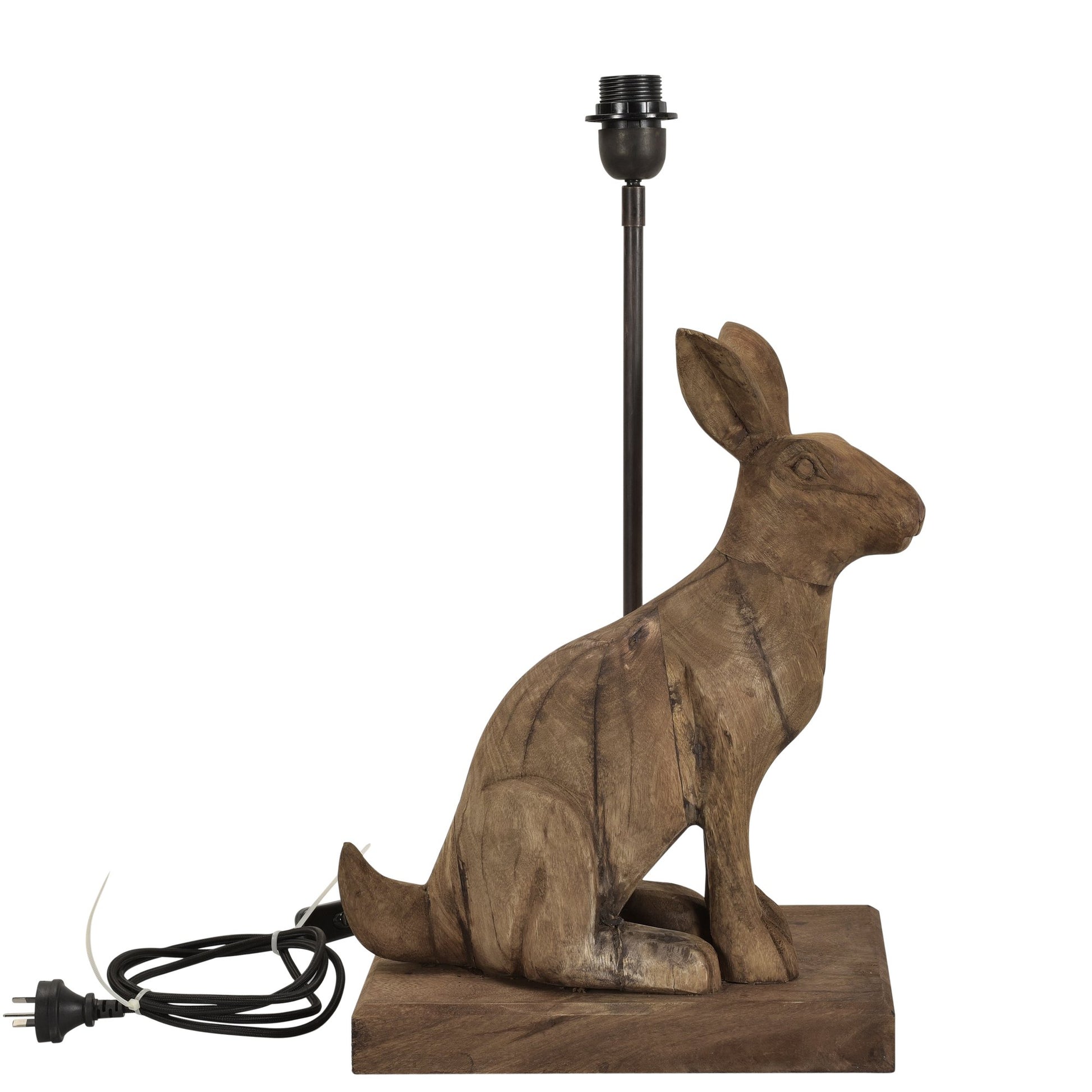 Garfunkel - Dark Natural - Large Wooden Rabbit Table Lamp-abc