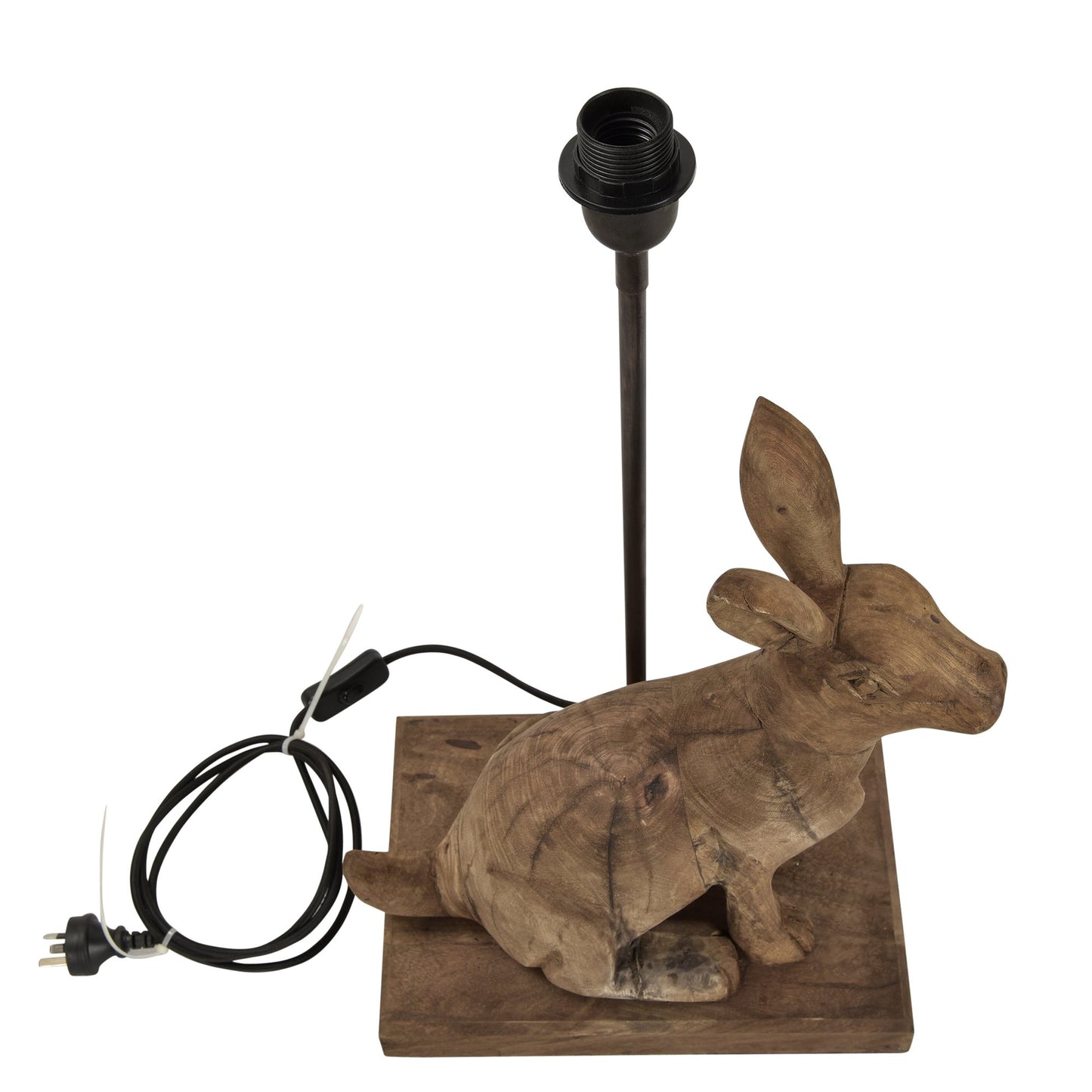 Garfunkel - Dark Natural - Large Wooden Rabbit Table Lamp-abc