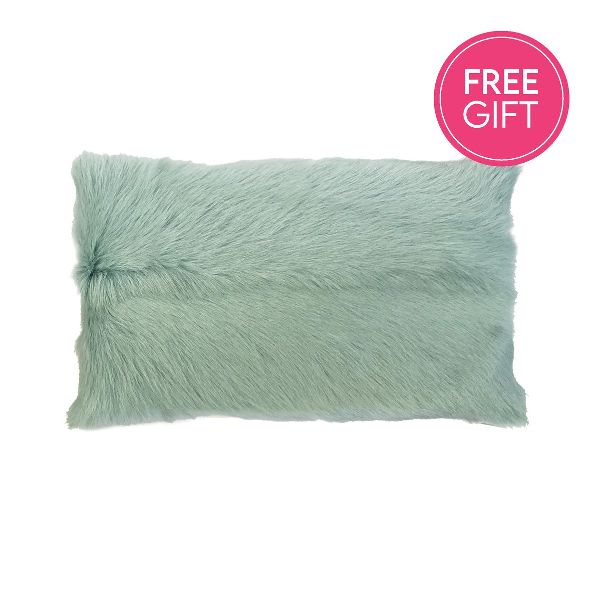 Goat Fur Lumbar Cushion - Aqua-abc