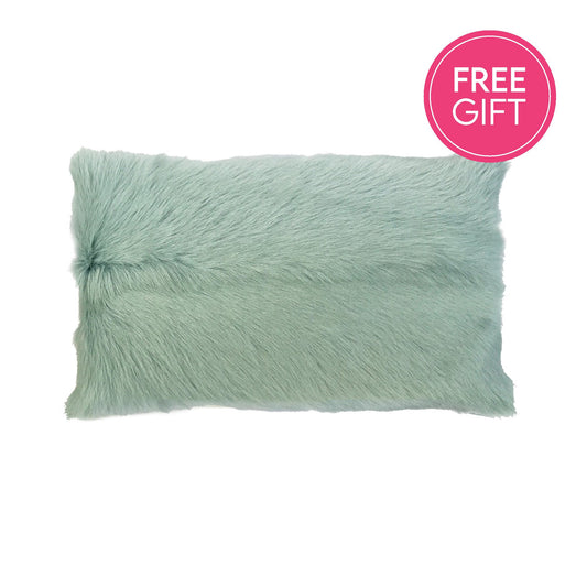 Goat Fur Lumbar Cushion - Aqua-abc