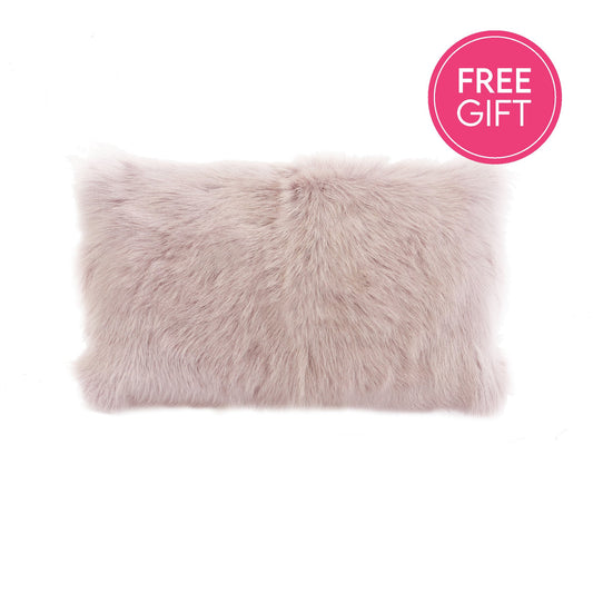 Goat Fur Lumbar Cushion - Orchid-abc