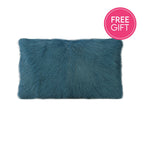 Goat Fur Lumbar Cushion - Peacock-abc