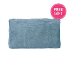 Goat Fur Lumbar Cushion - Smoke Blue-abc