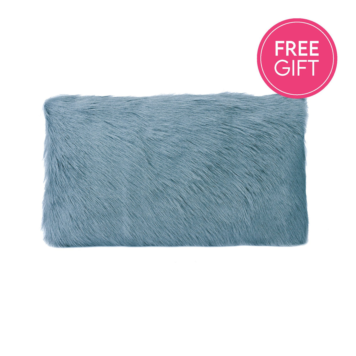 Goat Fur Lumbar Cushion - Smoke Blue-abc