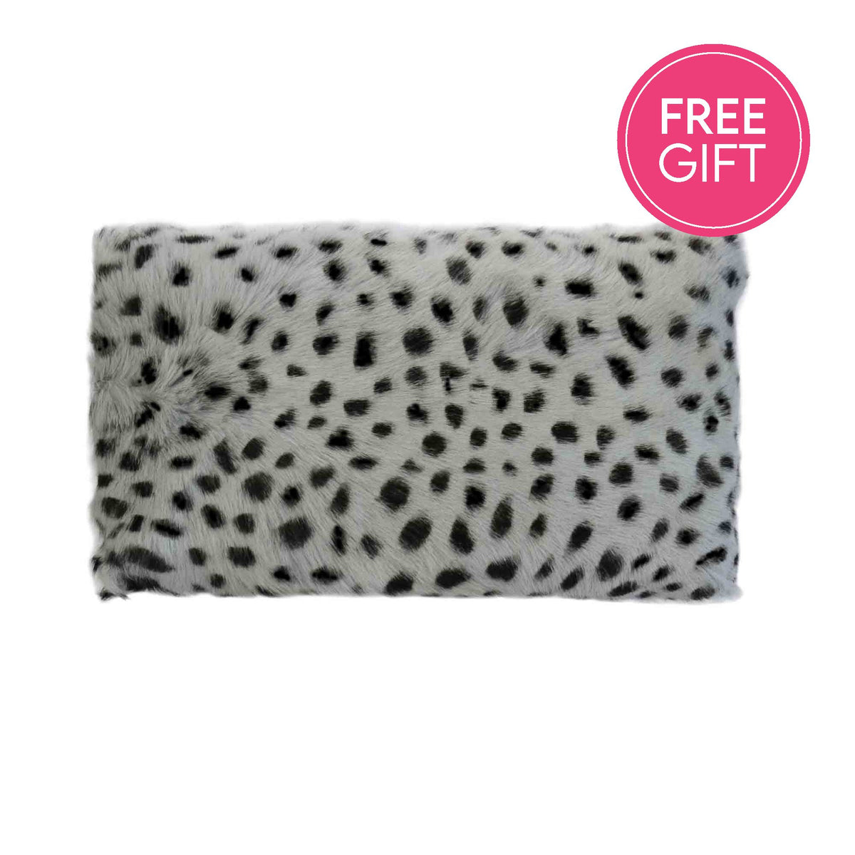 Goat Fur Lumbar Cushion - Serengeti Grey-abc