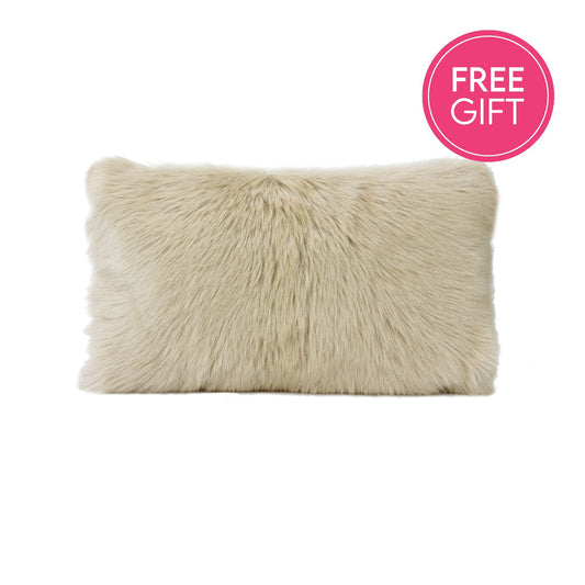 Goat Fur Lumbar Cushion - Blonde-abc