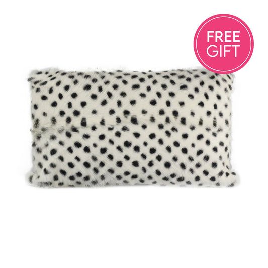 Goat Fur Lumbar Cushion - Serengeti White-abc