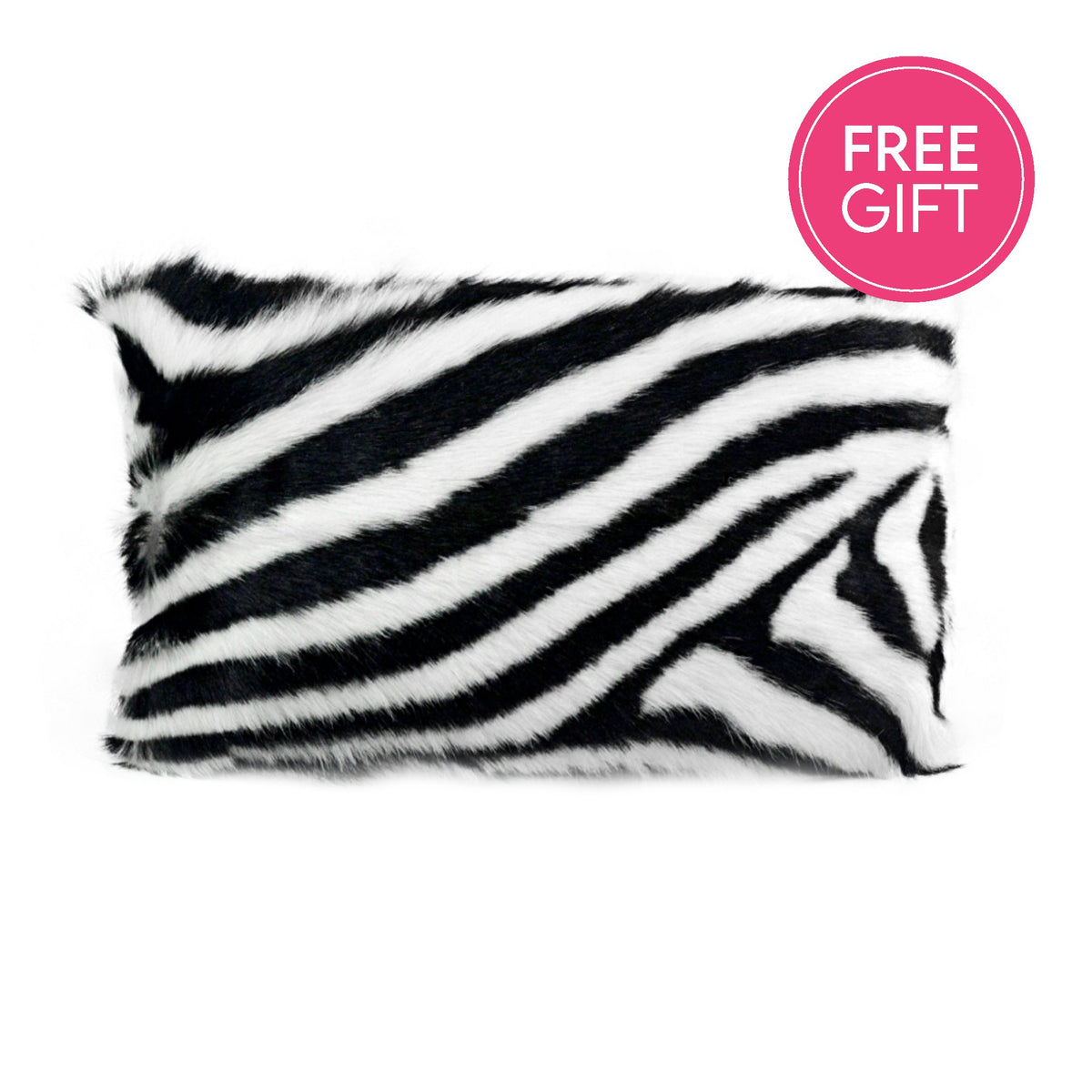 Goat Fur Lumbar Cushion - Zebra-abc