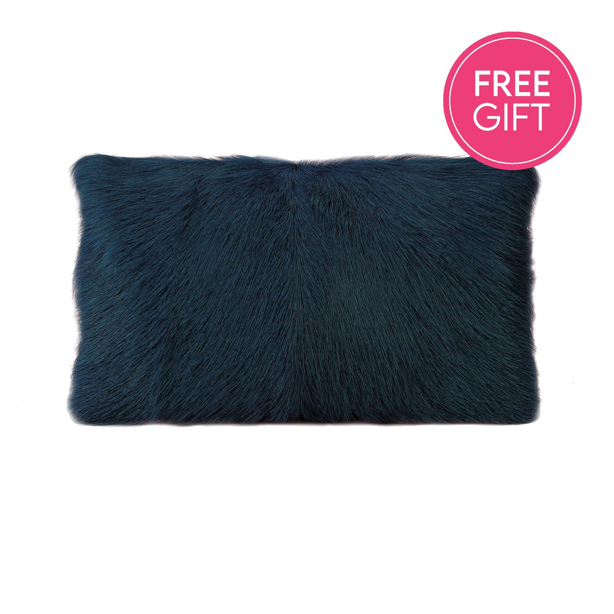 Goat Fur Lumbar Cushion - Royal Navy-abc