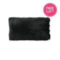 Goat Fur Lumbar Cushion - Black-abc