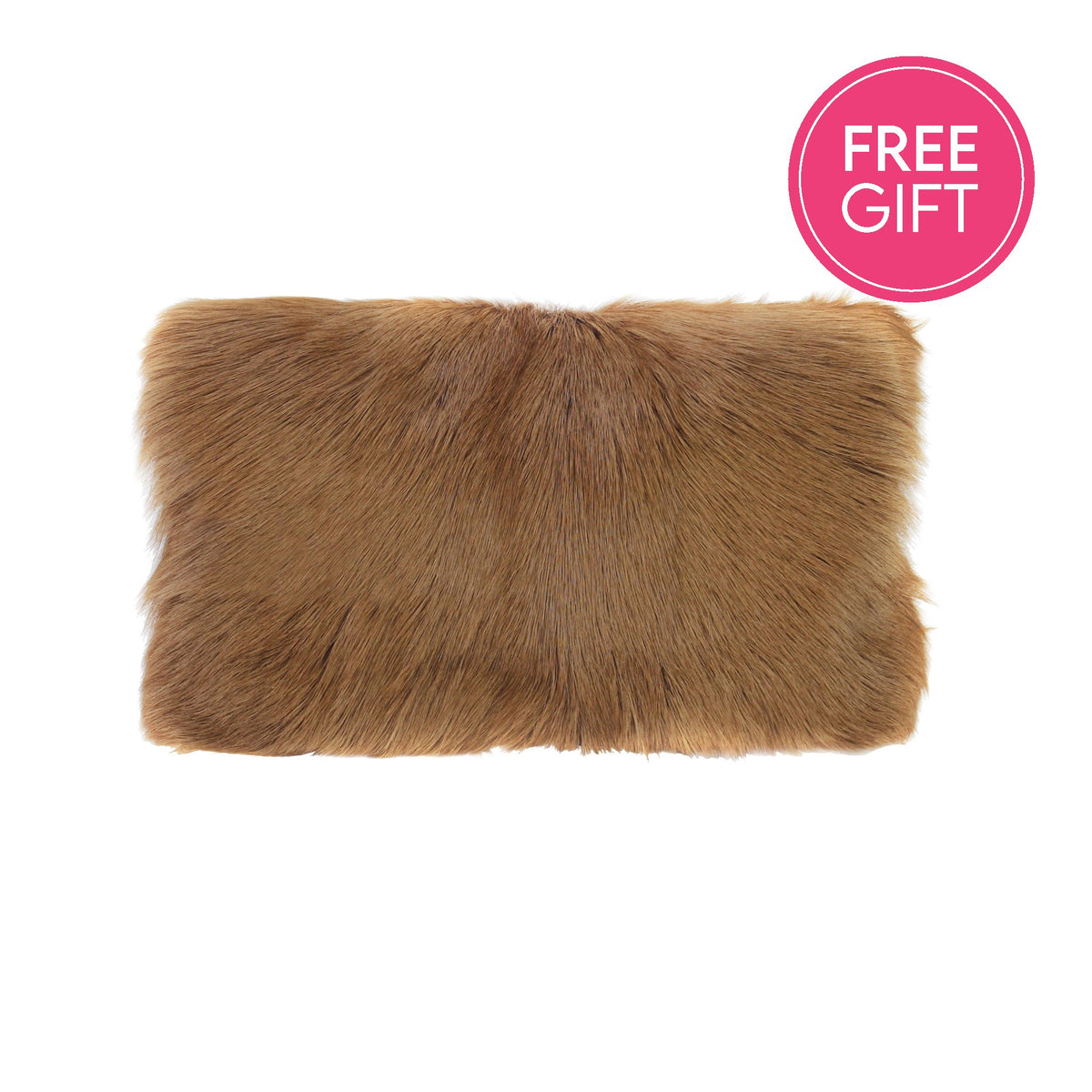 Goat Fur Lumbar Cushion - Chestnut-abc