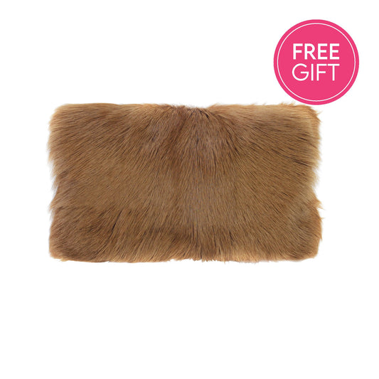 Goat Fur Lumbar Cushion - Chestnut-abc