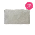 Goat Fur Lumbar Cushion - Light Grey-abc