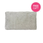 Goat Fur Lumbar Cushion - Light Grey-abc