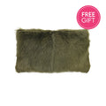 Goat Fur Lumbar Cushion - Olive Green-abc