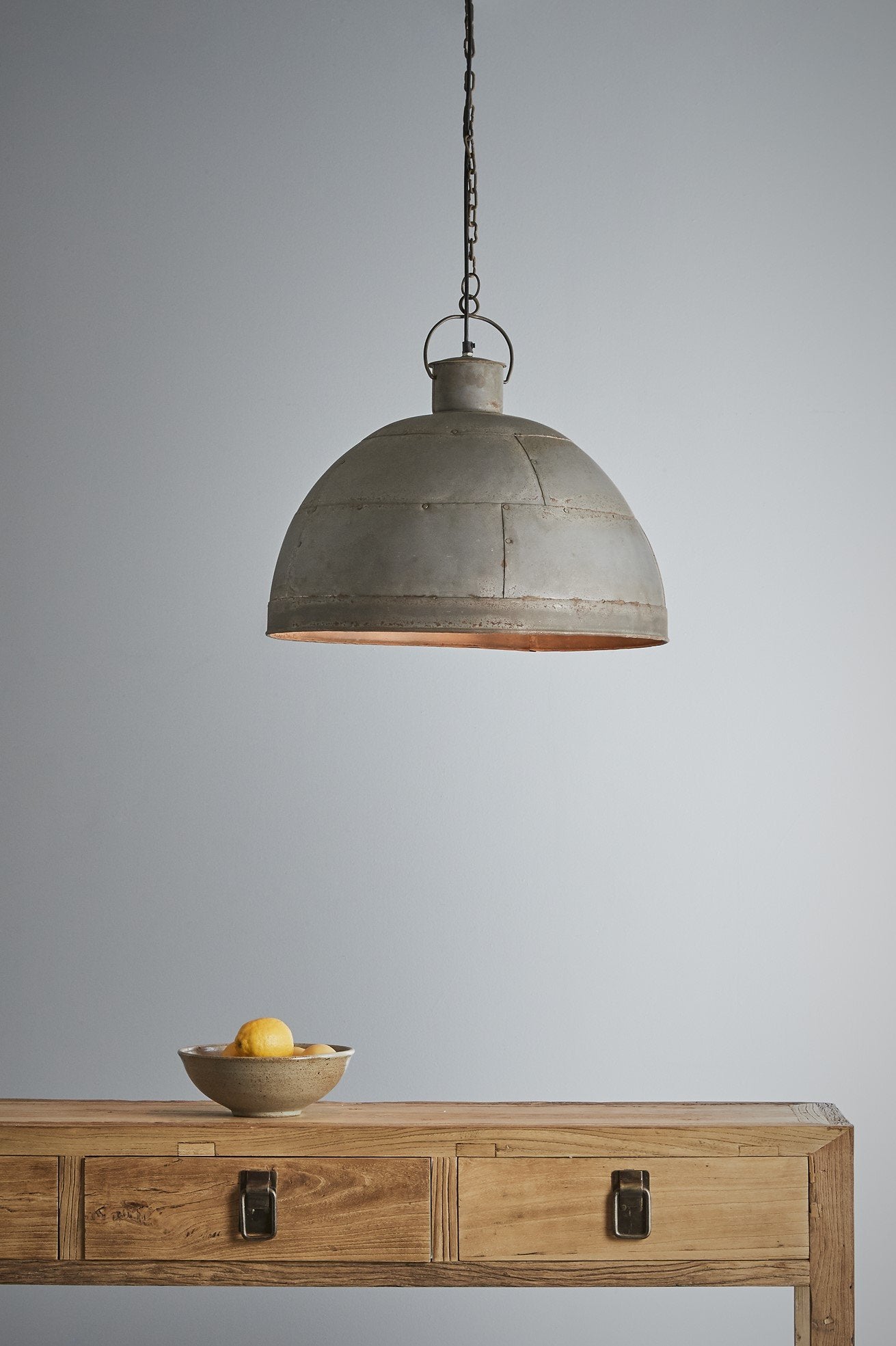 Granada Medium - Vintage Grey - Iron Riveted Dome Pendant Light-abc