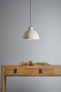 Granada Small - Vintage White - Iron Riveted Dome Pendant Light-abc