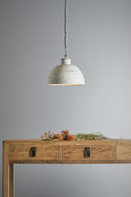 Granada Small - Vintage White - Iron Riveted Dome Pendant Light-abc